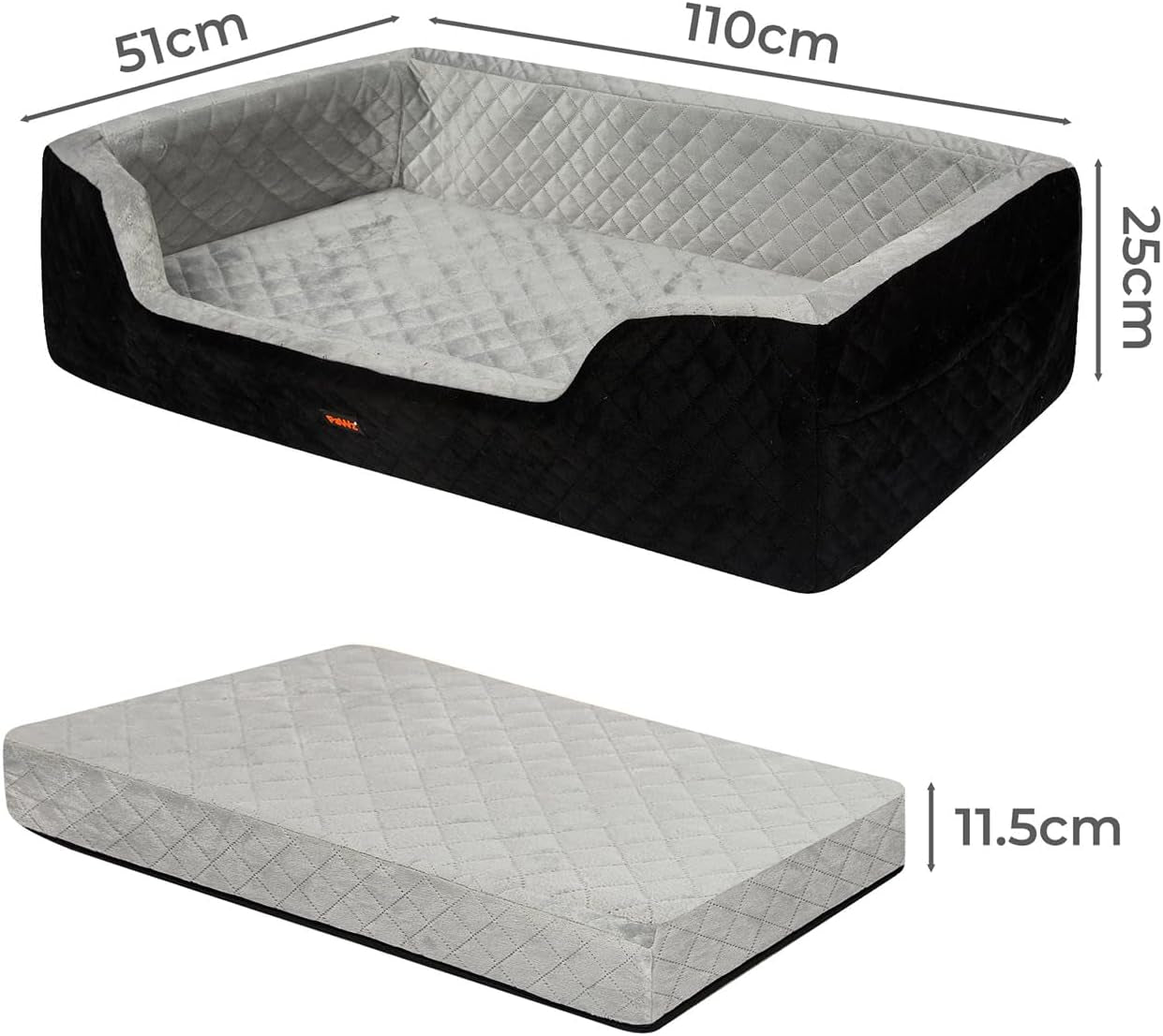 Dog Car Booster Seat Pet Protector Portable,Soft Velvet Dog Car Bed for Medium Large Dogs Cat,Dog Travel Bed Car Back Seat with Removable Washable Cover 2 Side Pocket,Adjustable Safety Belt,Black